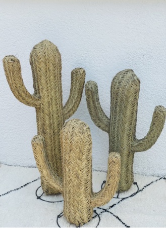 Cactus Doum en paille tressée 65 cm