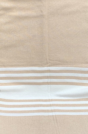 Fouta coton rayé beige et blanc 100x200 cm