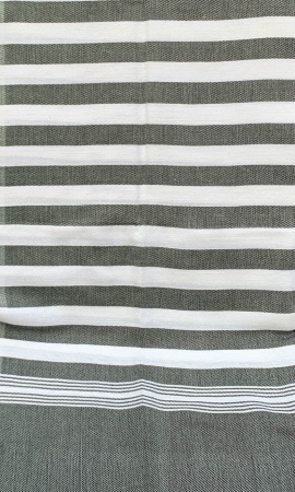 Fouta coton rayé gris foncé et blanc 100x200 cm