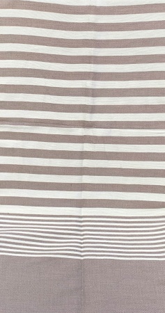 Fouta coton rayé parme et blanc 100x200 cm