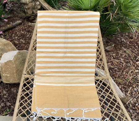 Fouta coton rayé rose et blanc 100x200 cm