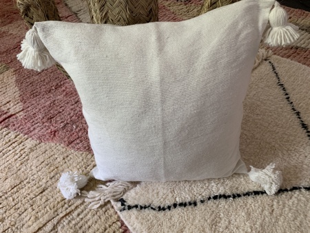 Housse de coussin berbère 45x45 blanc uni