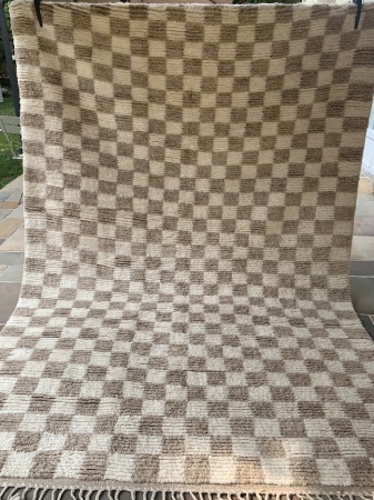 PACO - Tapis Oued Zem damier blancs et marron clair 297x183 cm