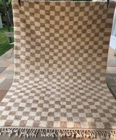 PACO - Tapis Oued Zem damier blancs et marron clair 297x183 cm