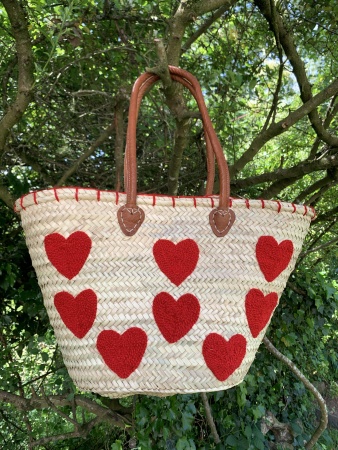 Panier en paille 8 coeurs