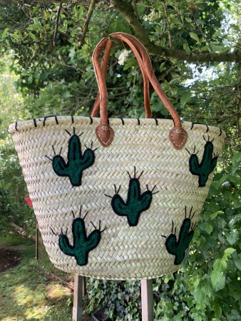 Panier en paille cactus