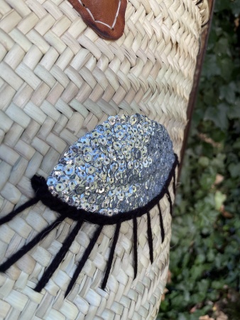 Panier en paille clin d\'oeil argent