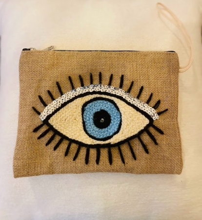 Pochette oeil  blanc et bleu