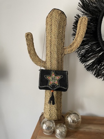 Sac en daim noir petit format étoile verte