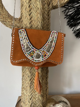 Sac en daim orange petit format boomerang