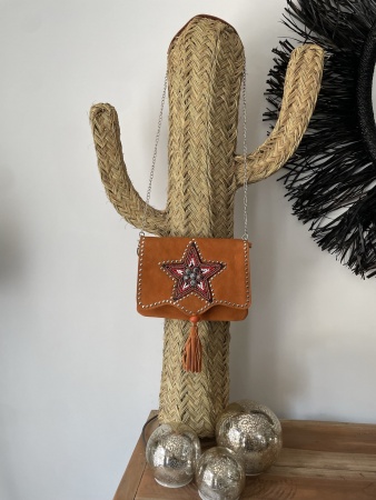 Sac en daim orange petit format étoile rouge