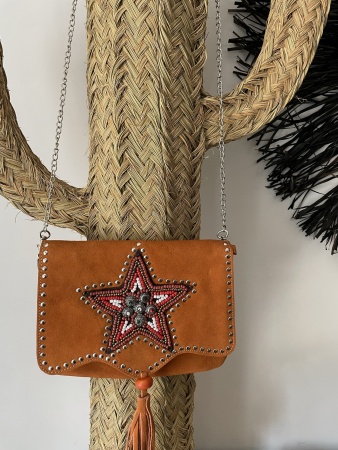 Sac en daim orange petit format étoile rouge