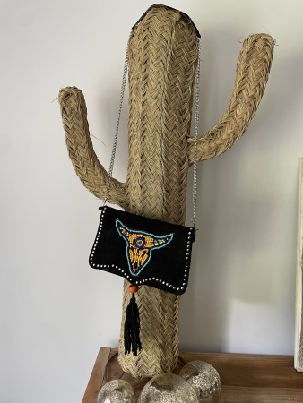 Sac en daim petit format tête de taureau
