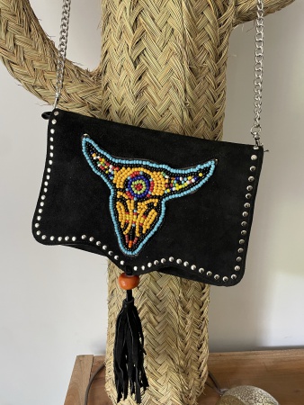 Sac en daim petit format tête de taureau