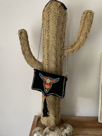 Sac en daim petit format tête de taureau