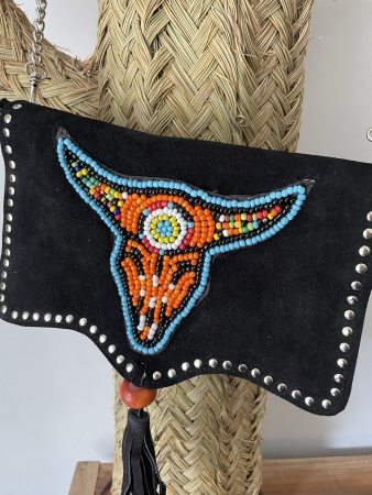 Sac en daim petit format tête de taureau