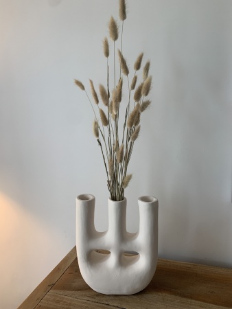 Vase céramique blanc non émaillé naturel