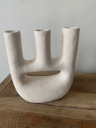 Vase céramique blanc non émaillé naturel
