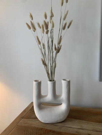Vase céramique blanc non émaillé naturel