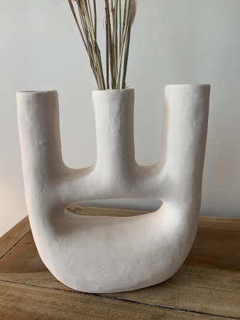 Vase céramique blanc non émaillé naturel