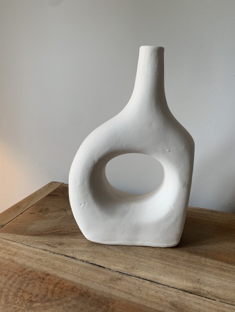 Vase céramique blanc non émaillé naturel