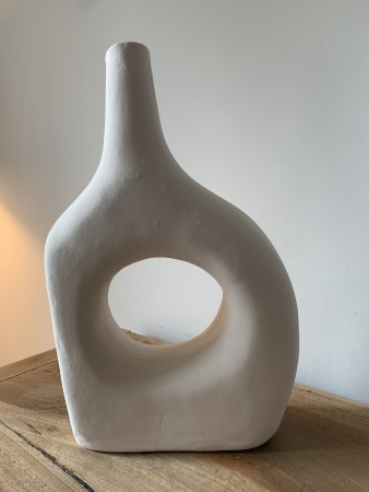 Vase céramique blanc non émaillé naturel