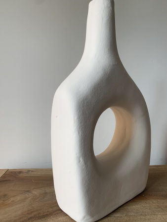 Vase céramique blanc non émaillé naturel