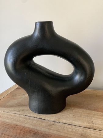 Vase céramique courbe noir mat