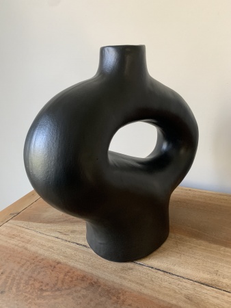 Vase céramique courbe noir mat