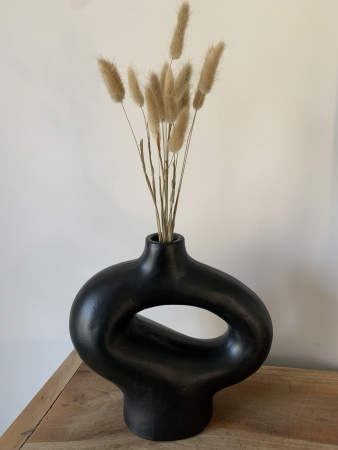 Vase céramique courbe noir mat