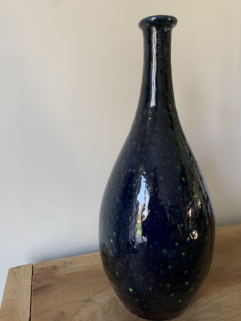 Vase céramique haut bleu nuit