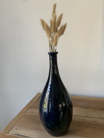 Vase céramique haut bleu nuit
