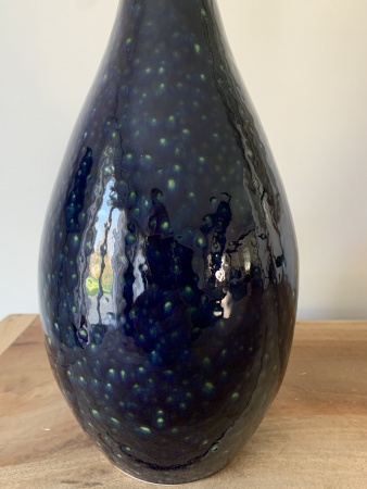 Vase céramique haut bleu nuit