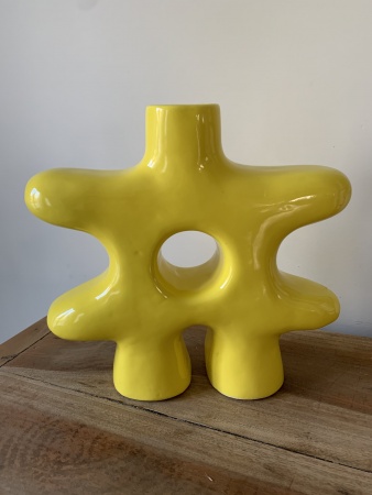 Vase céramique jaune bonhomme