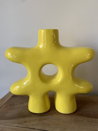 Vase céramique jaune bonhomme