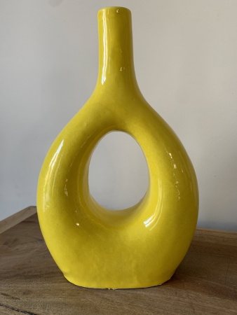 Vase céramique jaune goutte