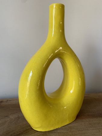 Vase céramique jaune goutte