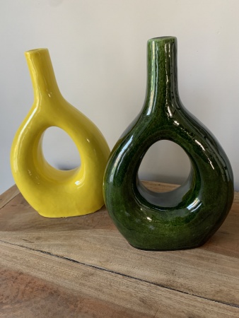 Vase céramique jaune goutte