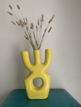 Vase céramique jaune totem