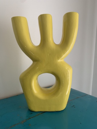 Vase céramique jaune totem