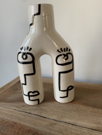 Vase céramique pont blanc visage