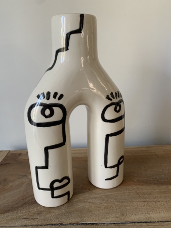 Vase céramique pont blanc visage