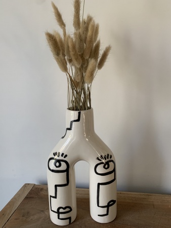 Vase céramique pont blanc visage