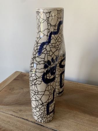 Vase céramique pont bringé/bleu