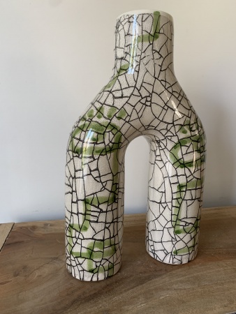 Vase céramique pont bringé/vert