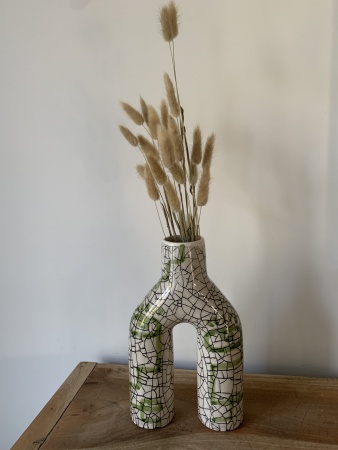 Vase céramique pont bringé/vert