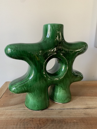 Vase céramique vert bonhomme